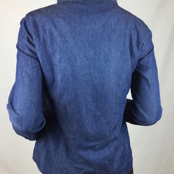 Denim indigo blue Ci Sono Brand Women’s Shirt stonewashed warm lining on button - Picture 3 of 12